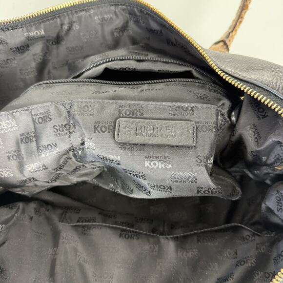 Michael Kors Hamilton Weekender Large Travel Bag Black Leather Python Handles - Picture 12 of 16